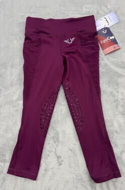 TuffRider Childrens Minerva EquiCool Tights - Plum Caspia, Size XS